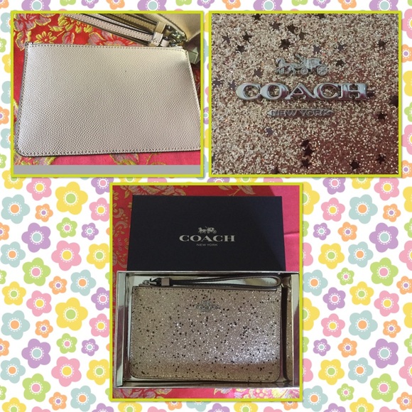 Authentic Coach gold star glitter medium wristlet - Picture 2 of 3